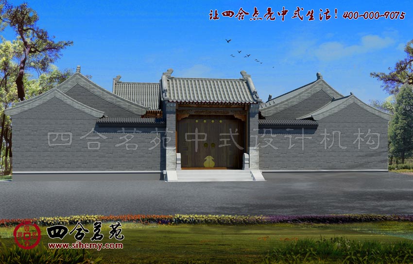 對稱與莊重的視覺存在微妙的視覺關系 鄉村四合院裝修設計外立面