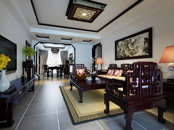 現(xiàn)代四合院客廳設(shè)計 現(xiàn)代中式四合院別墅設(shè)計